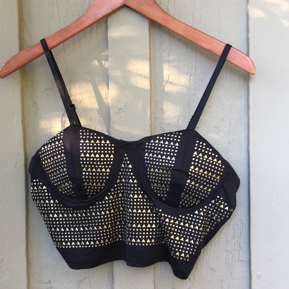 New! Punk Gold Black Bustier